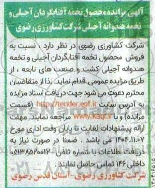 مزایده فروش تخمه آفتابگردان آجیلی و تخمه هندوانه آجیلی