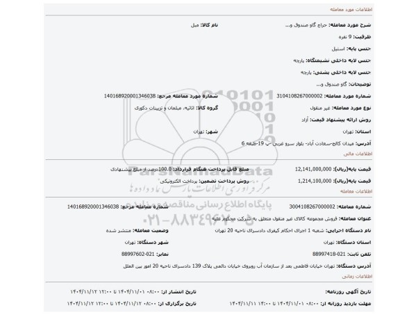 مزایده، گاو صندوق و...