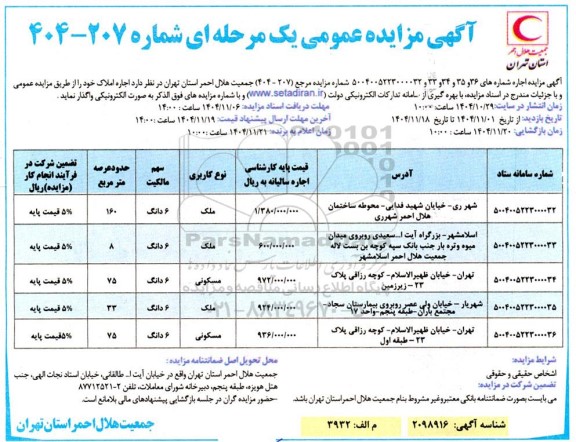 مزایده اجاره املاک