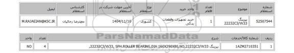 استعلام بیرینگ 22232C3/W33