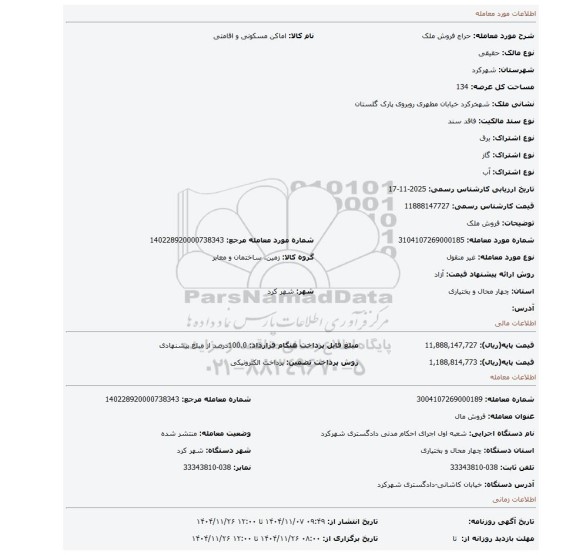 مزایده، فروش ملک