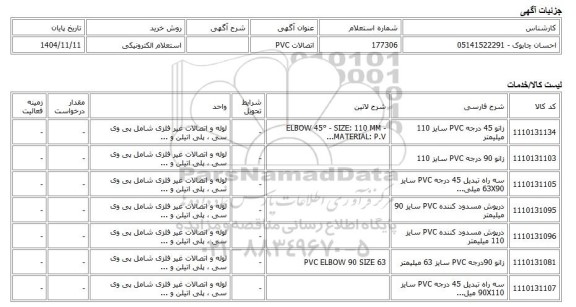 استعلام الکترونیکی، اتصالات PVC