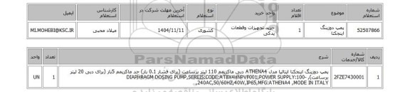 استعلام پمپ دوزینگ اینجکتا