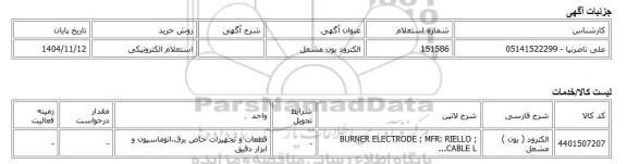 استعلام الکترونیکی، الکترود یون مشعل