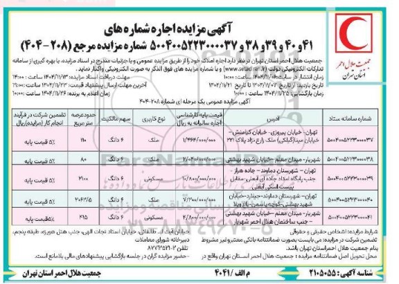 مزایده اجاره املاک