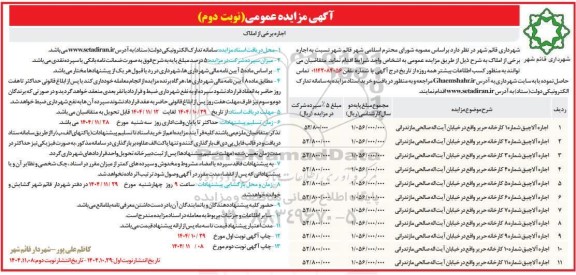 مزایده اجاره املاک / نوبت دوم