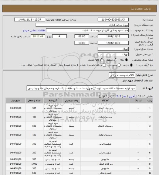استعلام اقلام شوینده - خوراکی