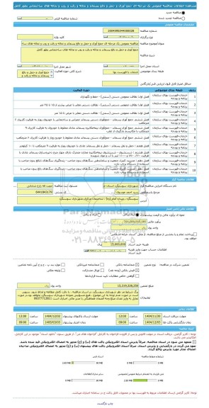 مناقصه، مناقصه عمومی یک مرحله ای جمع آوری و حمل و دفع پسماند و نخاله و رفت و روب و نخاله های ساختمانی بطور کامل