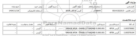 استعلام الکترونیکی، گریس KP1K و KP3K