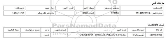 استعلام الکترونیکی، گریس KP2K