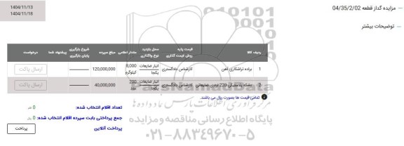 مزایده براده تراشکاری آهن....