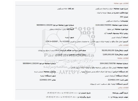 مزایده، ساختمان مسکونی