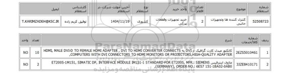استعلام کنترل کننده ها وتجهیزات جانبی