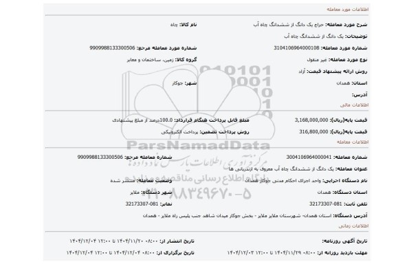مزایده، یک دانگ از ششدانگ چاه آب