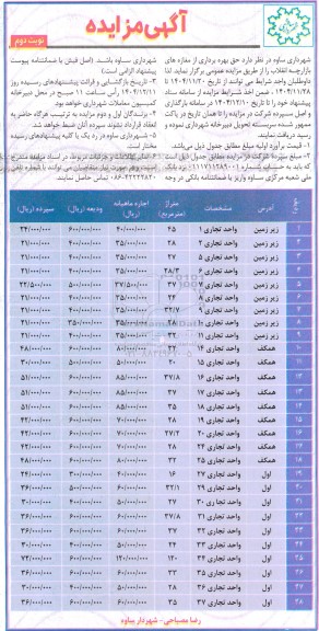 مزایده عمومی حق بهره برداری از مغازه های بازارچه انقلاب- نوبت دوم 