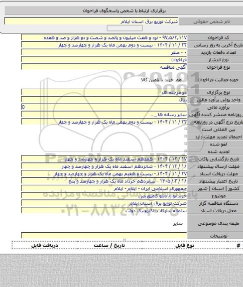 مناقصه, خریدانواع  تابلو کامپوزیتی