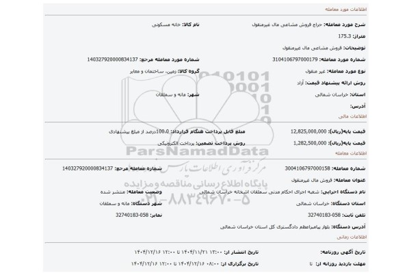 مزایده، فروش مشاعی مال غیرمنقول