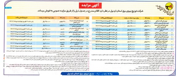 مزایده فروش آهن آلات اسقاطی و ... نوبت دوم 