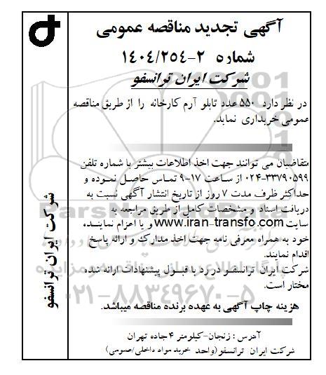 تجدید مناقصه عمومی خرید 550 عدد تابلو آرم کارخانه