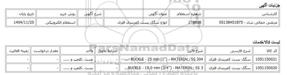 استعلام الکترونیکی، انواع سگک بست کمربندی فلزی