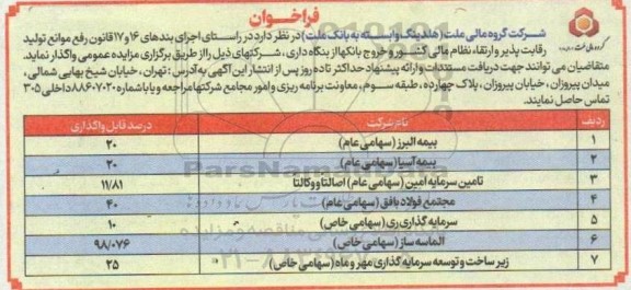 فراخوان شرکتهای