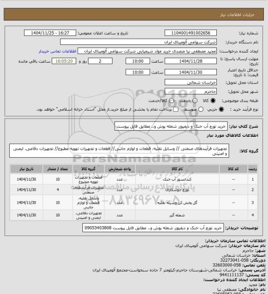 استعلام خرید تورچ آب خنک و دیفیوزر شعله پوش و.. مطابق فایل پیوست