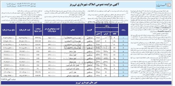 مزایده فروش املاک - نوبت دوم 
