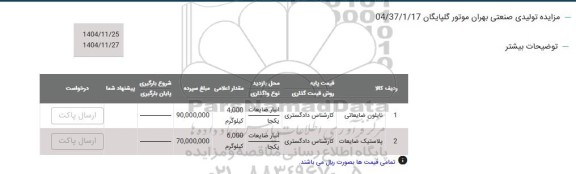 مزایده نایلون ضایعاتی  ... 