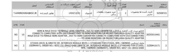 استعلام کنترل کننده ها وتجهیزات جانبی