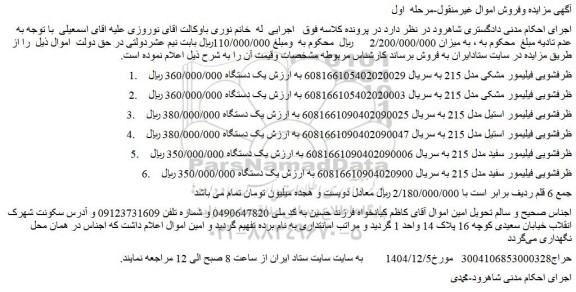 مزایده ظرفشویی فیلیمور مشکی مدل 215 