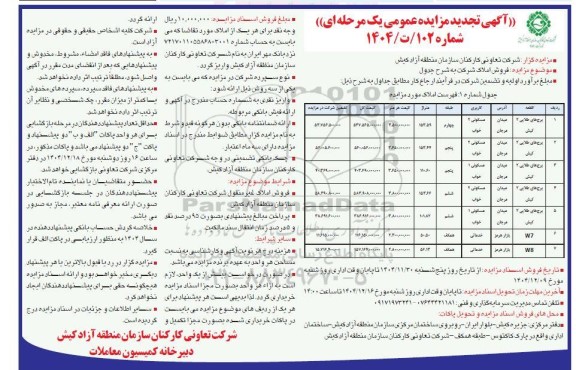 تجدید مزایده فروش املاک