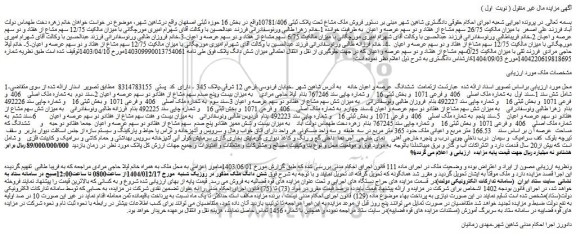 مزایده فروش ملک مشاع تحت پلاک ثبتی 10781/406