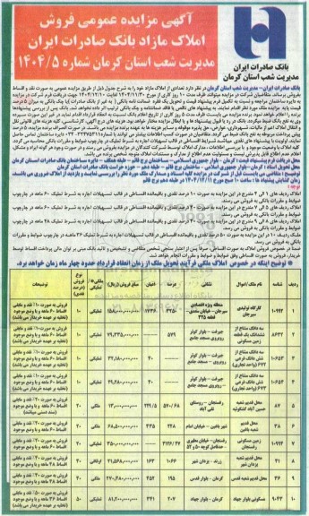 مزایده عمومی فروش املاک مازاد