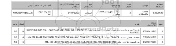 استعلام قطعات ماشینکاری