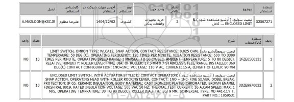 استعلام لیمیت سوئیچ، ( آرشیو مشاهده شود ) & ENCLOSED LIMIT ... کامل