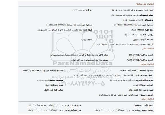 مزایده، قراصه تیر متوسط - هارد