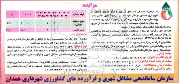 مزایده اجاره بازارچه پرندگان