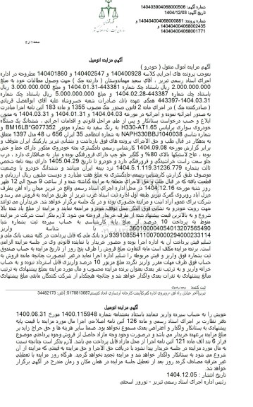 مزایده ششدانگ یک دستگاه خودروی سواری برلیانس