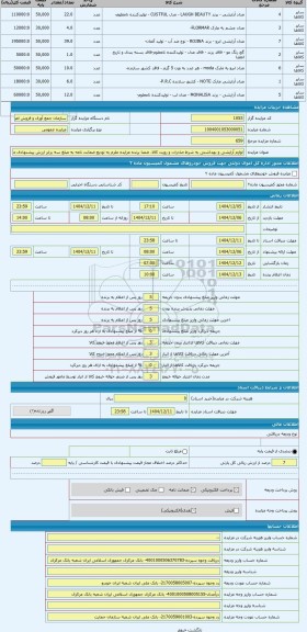 مزایده ، لوازم آرایشی و بهداشتی به شرط صادرات و رویت کالا، ضمنا برنده مزایده ملزم به تودیع ضمانت نامه به مبلغ سه برابر ارزش پیشن