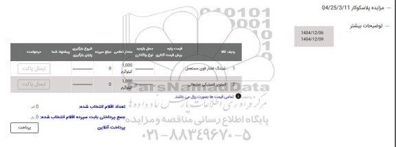 مزایده شیلنگ فشار قوی مستعمل و ...