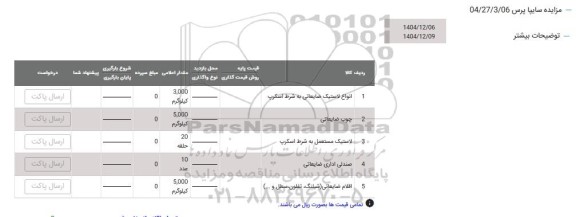 مزایده انواع لاستیک ضایعاتی به شرط اسکرپ و...
