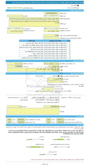 مناقصه، مناقصه عمومی همزمان با ارزیابی (یکپارچه) یک مرحله ای بازسازی شبکه آبرسانی روستای قاسم آباد بزرگ
