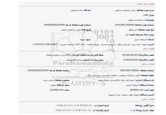 مزایده، ساختمان مسکونی