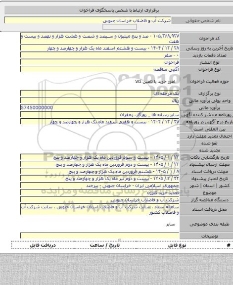 مناقصه, تجدید خرید کلرزن