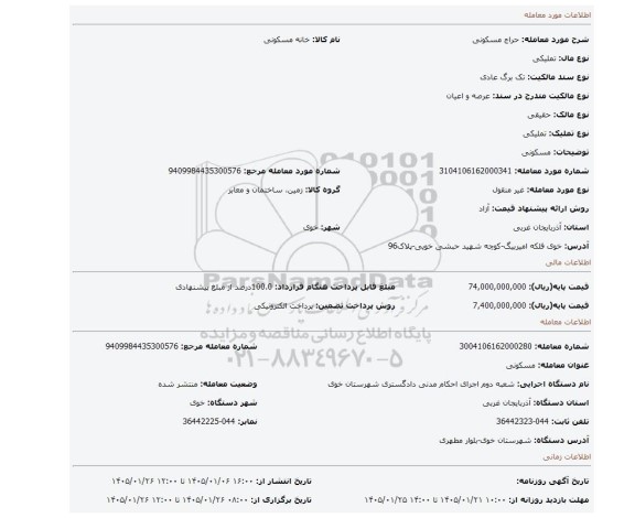 مزایده، مسکونی