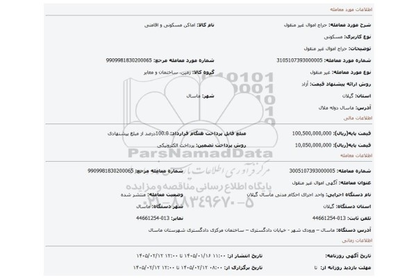 مزایده، حراج اموال غیر منقول