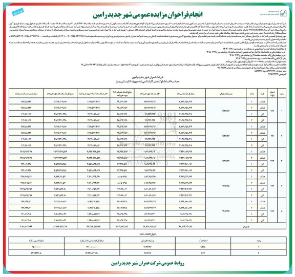 فراخوان مزایده فروش عرصه و اعیان بلوک های 4 واحدی مسکونی نیمه تمام ...
