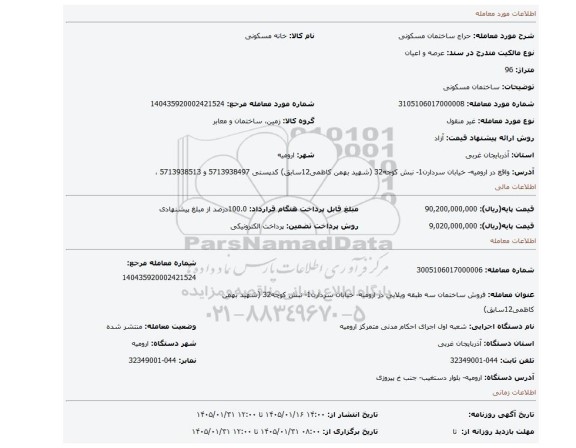 مزایده، ساختمان مسکونی