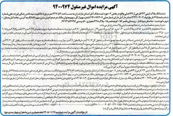 مزایده ملک به مساحت 437.52 مترمربع 