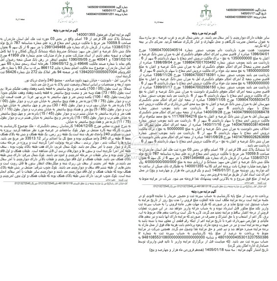 مزایده ششدانگ پلاک ثبتی 28 فرعی از 19 اصلی بخش 03 